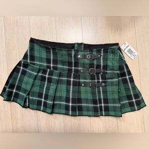 Royal Bones Green and Black Plaid Skirt Hot Topic vintage/rare